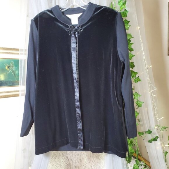 Exclusively Misook Tank + Cardigan Black Sequin Long Sleeve Embroidered Size XL - Picture 4 of 7